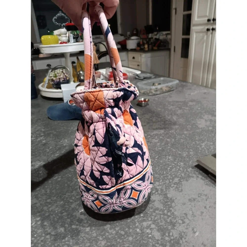 Vera Bradley FLORAL PINK Tote Shoulder Bag Top Zip Flowers Zipper On Both Sides